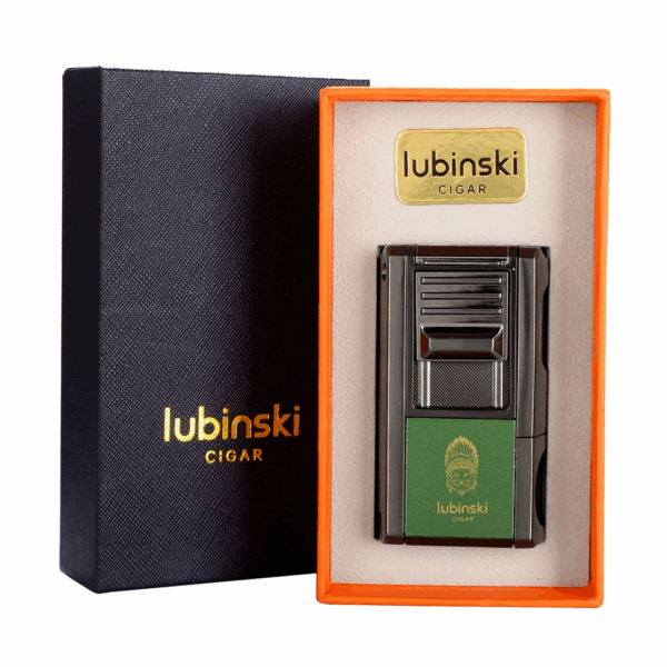 LUBINSKI Briquet Cigare 1 Jet – Coupe‑Cigare en V + Poinçon Multifonction – Gaz Butane