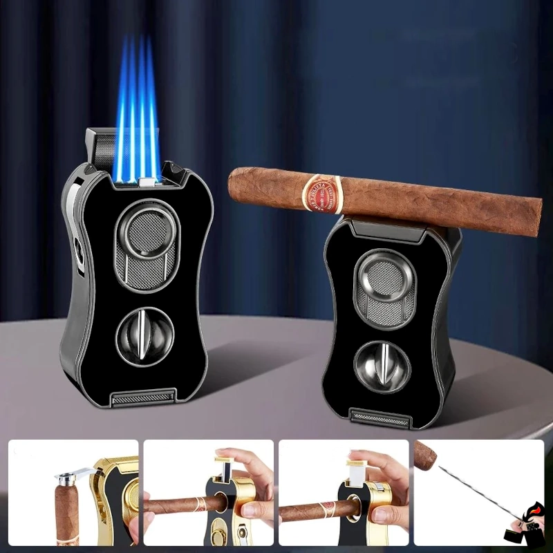 Briquet Cigare 4 Flammes Bleues 6 Fonctions 10 Mini Tree Briquet Cigare 4 Flammes Bleues 6 Fonctions