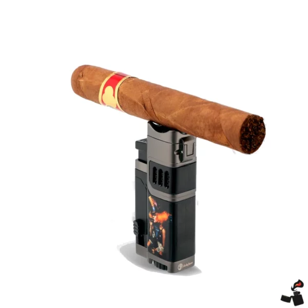 Premium Cigare – Briquet QuadraFlame 4 Jets - Coupe-Cigare, Porte-Cigare, Punch Intégré