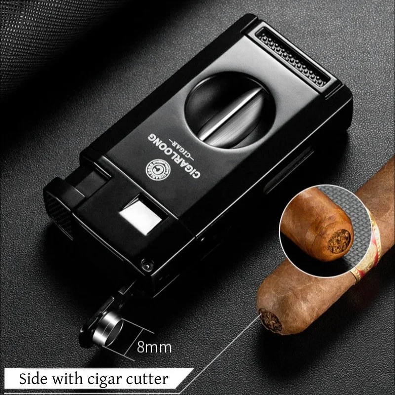 Briquet Cigare Multifonction Turbine – Coupe-Cigare Intégré & Perforateur | Briquet Jet Coupe-Vent Rechargeable Butane 3 Briquet Cigare Multifonction Turbine – Coupe-Cigare Intégré & Perforateur | Briquet Jet Coupe-Vent Rechargeable Butane – Image 3