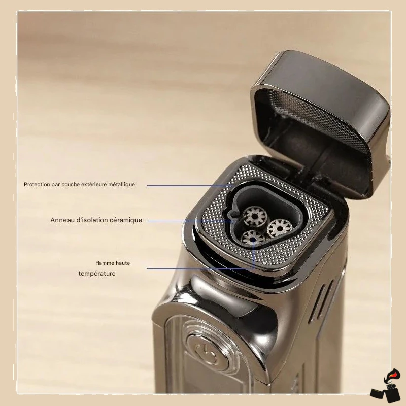 Briquet Cigare Intelligent Triple Flamme Directe, Digital, Perforateur 5 Briquet Cigare Intelligent Triple Flamme Directe, Digital, Perforateur Buses