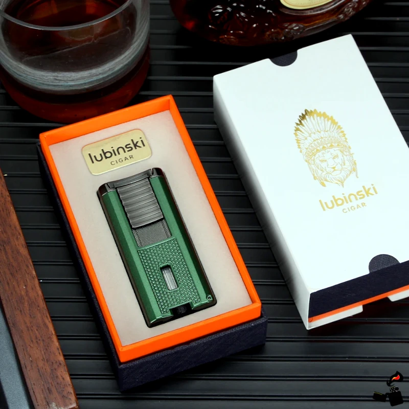 Briquet à Cigare LUBINSKI – Triple Flamme Jet avec Perce-Cigare, Support 2 Briquet à Cigare LUBINSKI – Triple Flamme Jet avec Perce-Cigare, Support Boîte