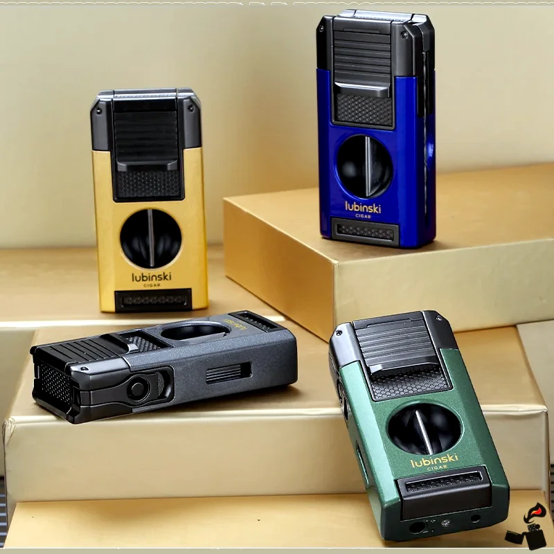 Briquet à cigare LUBINSKI double torche silencieuse avec coupe-V et support intégré 7 Briquet à cigare LUBINSKI double torche silencieuse avec coupe-V et support intégré Couleur
