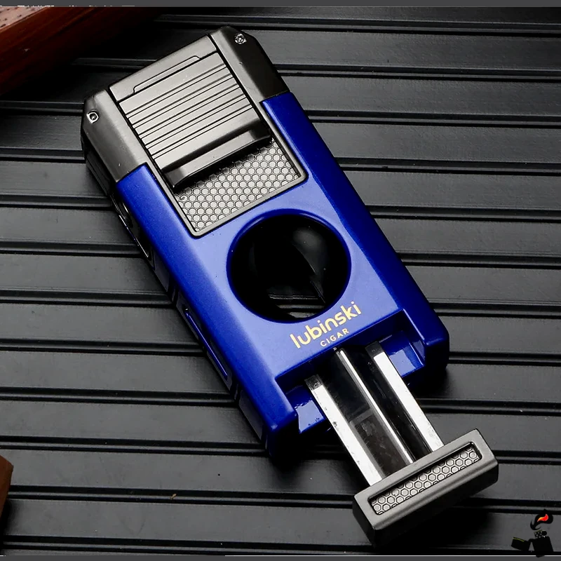 Briquet à cigare LUBINSKI double torche silencieuse avec coupe-V et support intégré 6 Briquet à cigare LUBINSKI double torche silencieuse avec coupe-V et support intégré V