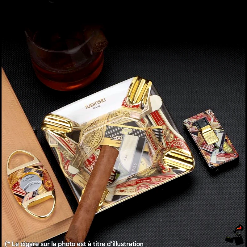 Coffret Cigare Lubinski – Briquet Torche Double Jet, Coupe-Cigare, Cendrier 2 coffret-cigare-lubinski-set-premium-cigare