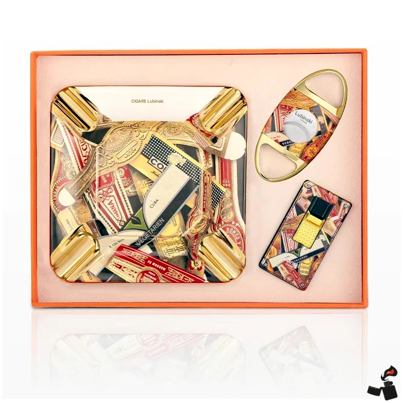 Coffret Cigare Lubinski – Briquet Torche Double Jet, Coupe-Cigare, Cendrier 11 coffret-cigare-lubinski-set-premium-coffret