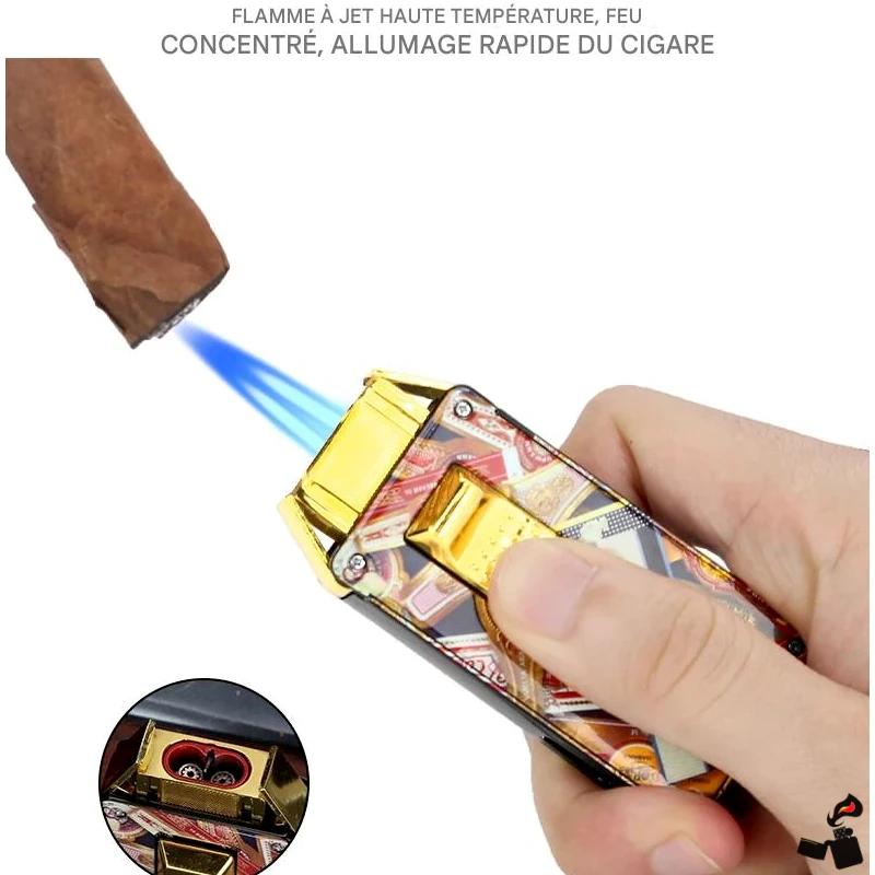 Coffret Cigare Lubinski – Briquet Torche Double Jet, Coupe-Cigare, Cendrier 4 coffret-cigare-lubinski-set-premium-flamme