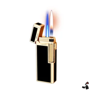 DERUI Briquet à Gaz Double Flamme Molette