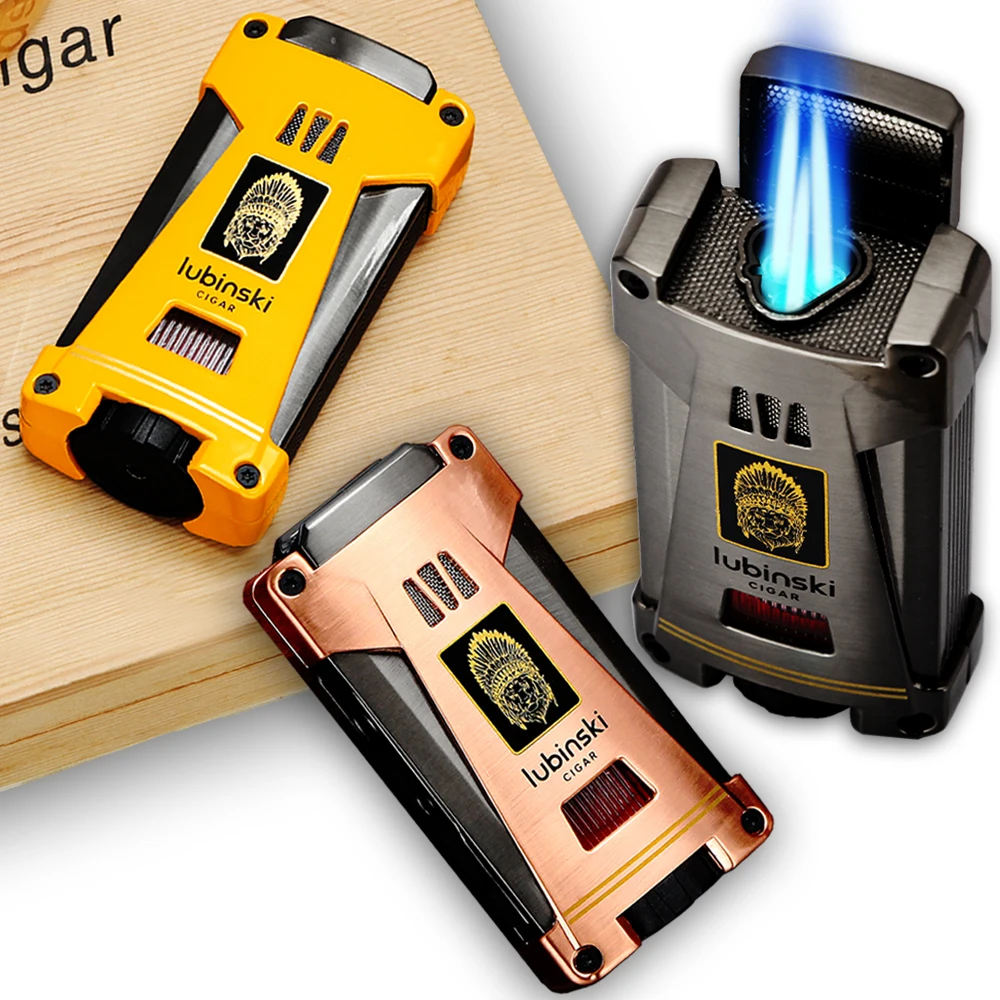 LUBINSKI Briquet Torche 3 Jets Métallique pour Cigares 2 LUBINSKI Briquet Torche 3 Jets Métallique pour Cigares – Image 2