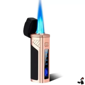 Briquet Cigare 3 Jets avec Coupe-Cigare et Affichage LED