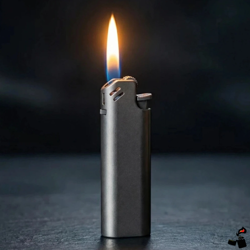 Briquet Titane Falcon Rechargeable au Gaz 2 Briquet Titane Mat Molette Rechargeable Allumé