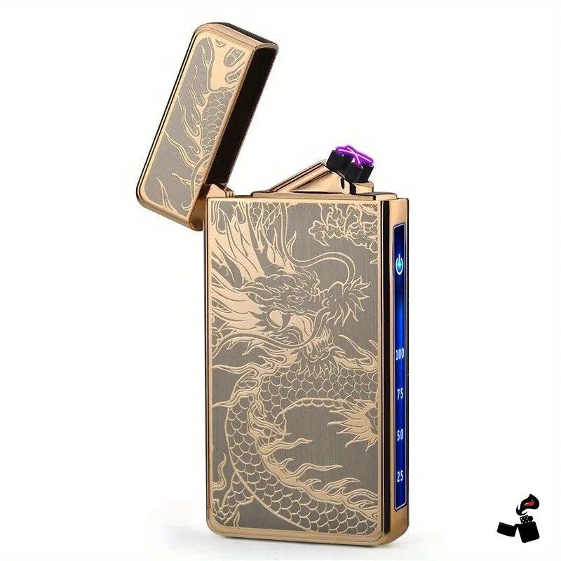 Briquet Électrique Dragon Gravé Double Arc 2 Briquet Électrique Dragon Gravé Double Arc – Image 2