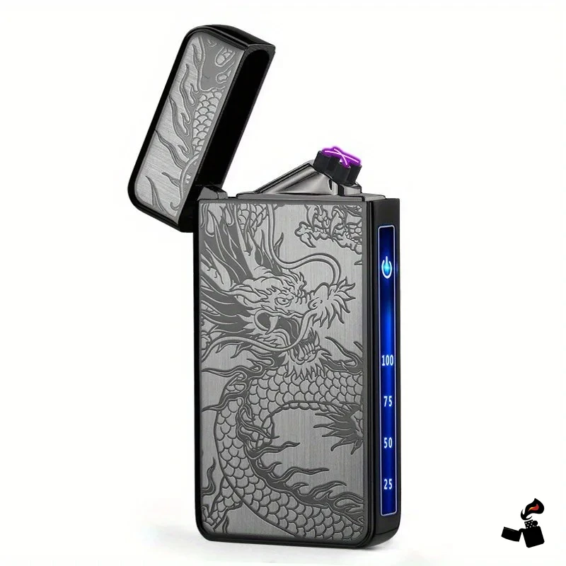 Briquet Électrique Dragon Gravé Double Arc
