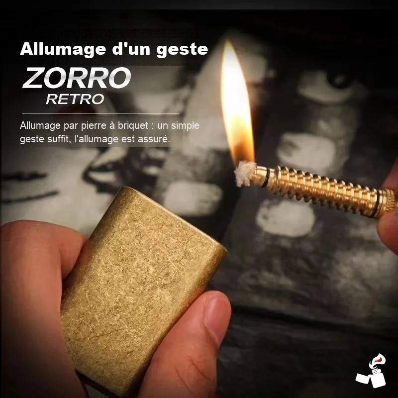Allumette Permanente ZORRO 553 Vintage en Laiton 5 Allumette permanente ZORRO 553 : allumage d'un geste par pierre à briquet