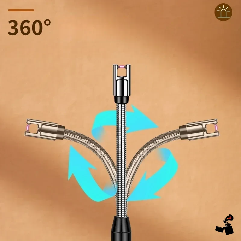 Briquet Long à Col Flexible, Arc Électrique Rechargeable USB 4 Col flexible du briquet long, plié dans plusieurs directions