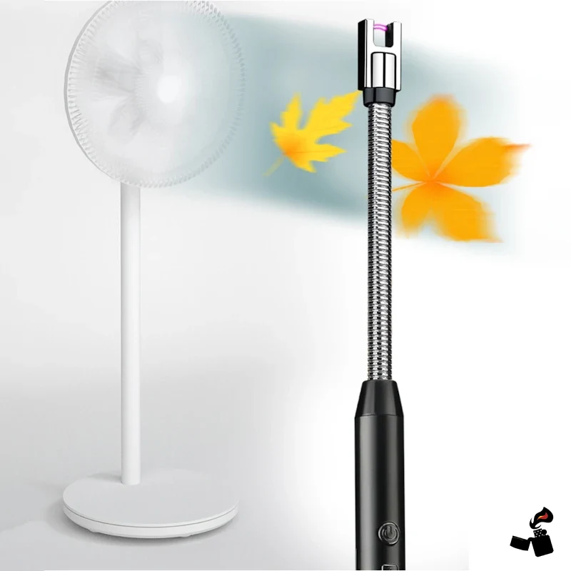 Briquet Long à Col Flexible, Arc Électrique Rechargeable USB 9 Arc électrique du briquet long insensible au vent