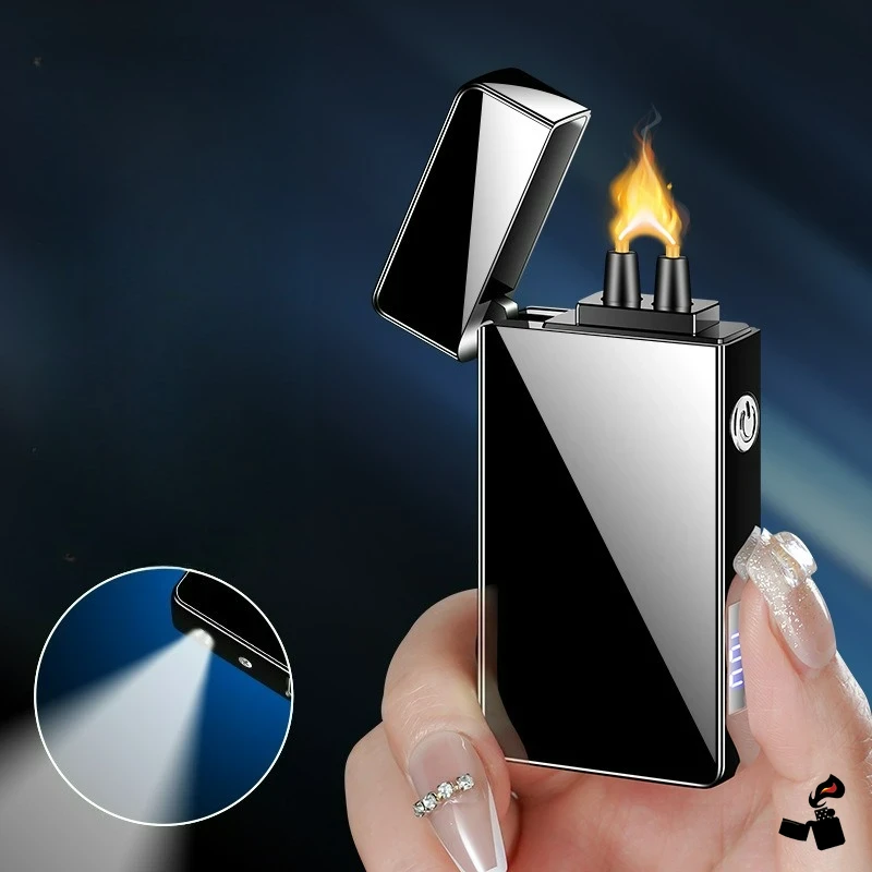 Briquet Électrique Grand Arc avec Lampe LED 3 Lampe LED du briquet électrique allumée dans la main