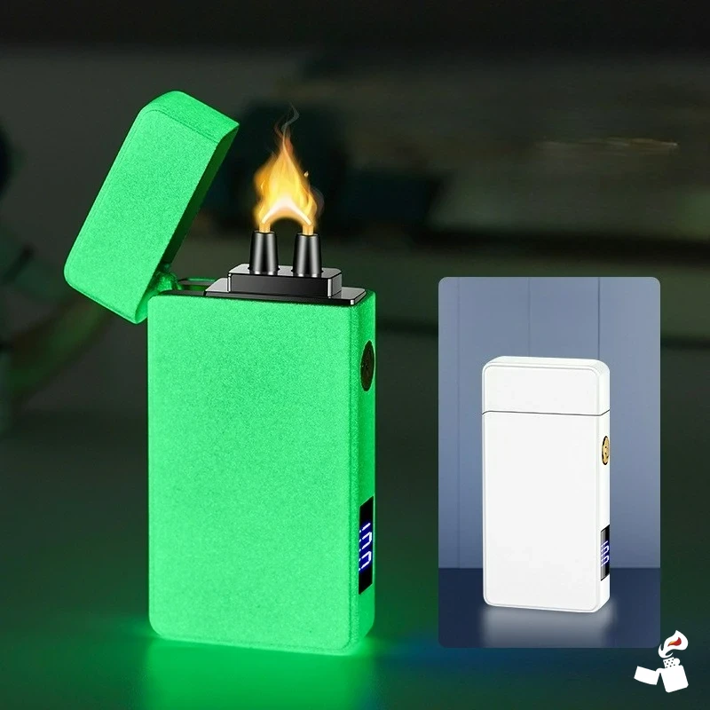 Briquet Électrique Grand Arc avec Lampe LED 4 Version blanc phosphorescent qui brille dans le noir