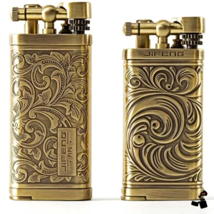 Briquet à Pipe JIFENG Gravé, Flamme Inclinée et Bourre-Pipe